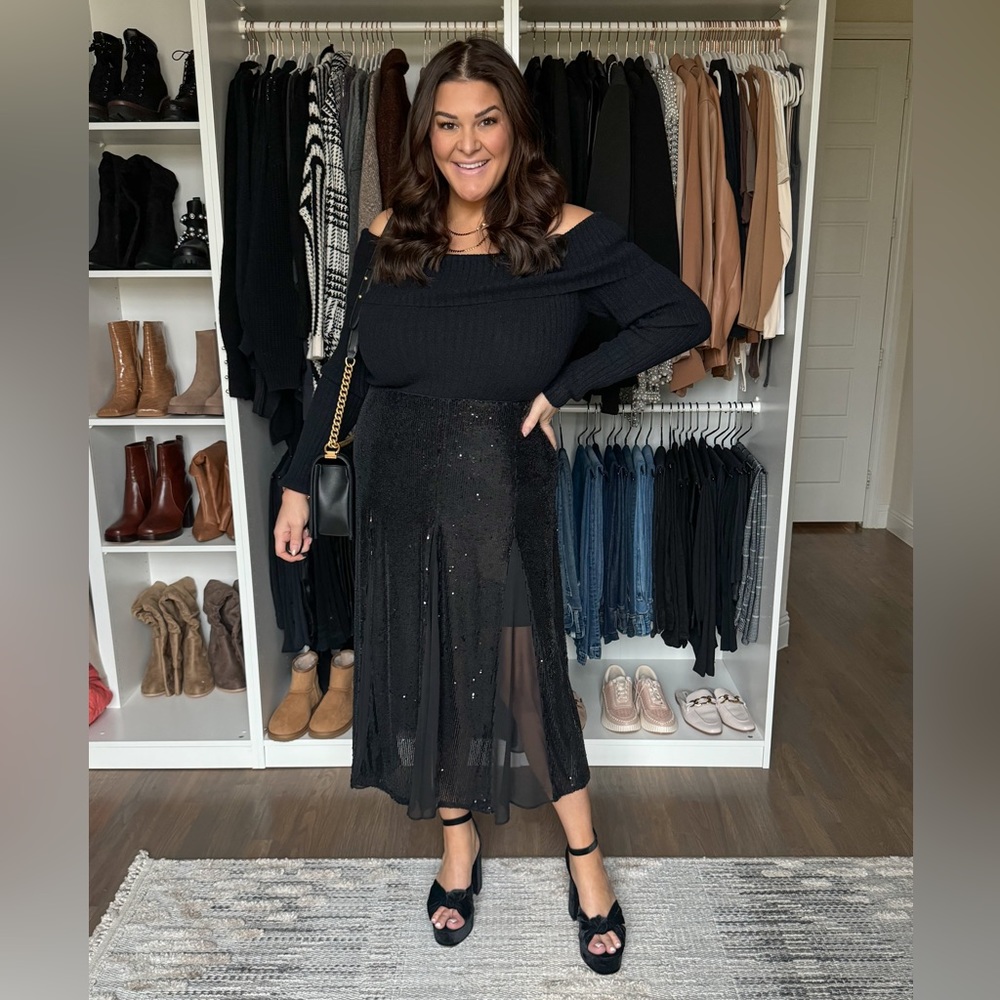 Express Black Midi Skirt